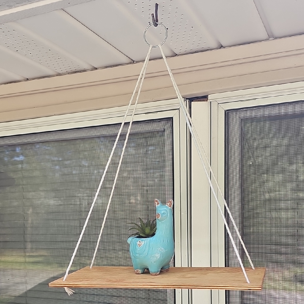 Blue Ceramic Llama Hanging Planter